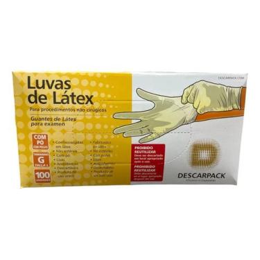 Imagem de Luvas Descarpack Tamanho G Em Látex Não Estéreis Ambidestras Descartáv