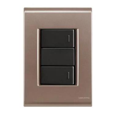 Imagem de Interruptor duplo simples liz ouro velho com grafite tramontina