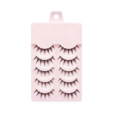 Imagem de Cílios Postiços Naturais MJ Macios E Fofos, 5 Pares, Uso Diário, Tira 