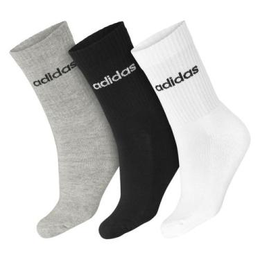 Imagem de Meia Adidas C Lin Crew - Pack com 3 Pares - Cinza Preto e Branco, M