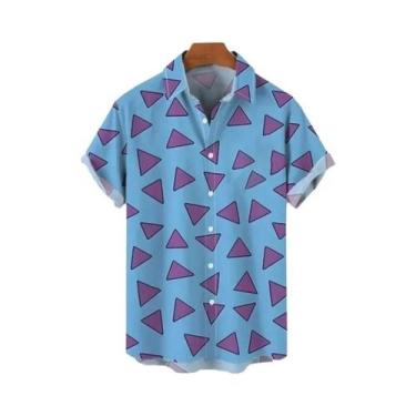 Imagem de Camisas Havaianas Oversized Masculinas De Manga Curta Confortáveis Par