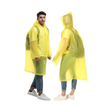 Imagem de Ponchos De Chuva Reutilizáveis Para Adultos, Impermeáveis, Com Capuz E