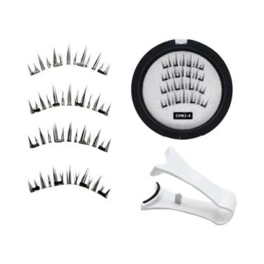 Imagem de Cílios Postiços Magnéticos 3D Naturais Reutilizáveis, Conjunto Com 4 C