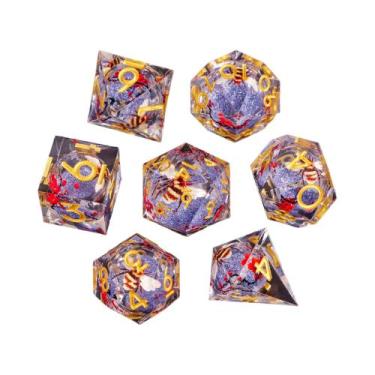 Imagem de Conjunto De Dados DnD Com Núcleo Líquido Roxo Para Dungeons And Dragon