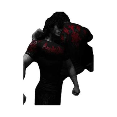 Imagem de Camiseta De Compressão Unissex Com Estampa Gótica Em Metal, Estilo Pun