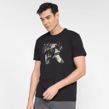 Imagem de Camiseta Reserva Estampa Palmas Masculina, M, Preto