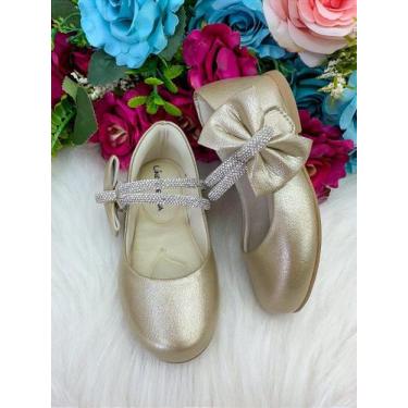 Imagem de Sapatilha Dourada Flor Di Mila Maya para Meninas, Old gold, 20