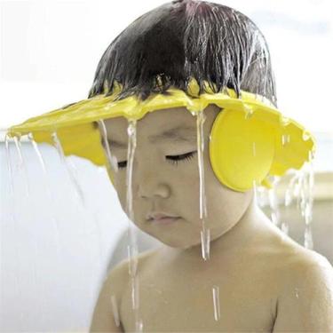 Imagem de Chapéu de Banho Protetor para Bebês Viseira Crianças Dobrável Ajustáve
