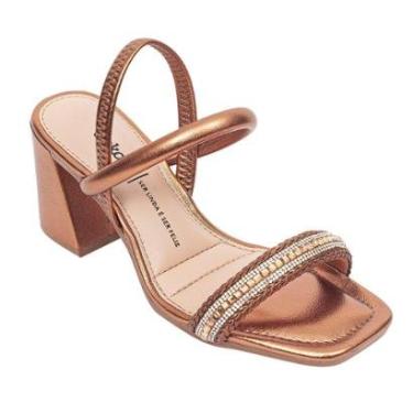 Imagem de Sandália Feminina Casual Dakota Y8911 Salto Bloco Metalizada-Feminino