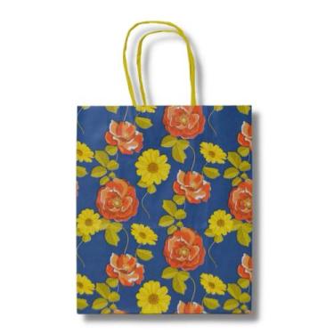 Imagem de Sacola chita flores (17,5x8,5x21,5cm) c/ 10 un. - TAMAROZZI EMBALAGENS