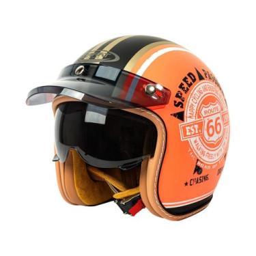 Imagem de Capacete De Motocicleta Vintage Retro 3/4 Aberto Leve Para Adultos, Ma