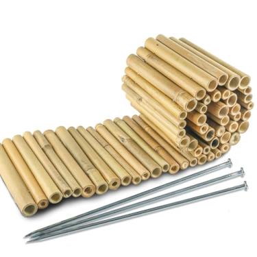 Imagem de HTWNK Cerca Curta de Bambu Paisagem Exterior Afiação Borda Decorativa Flexível 7,8" Hx...