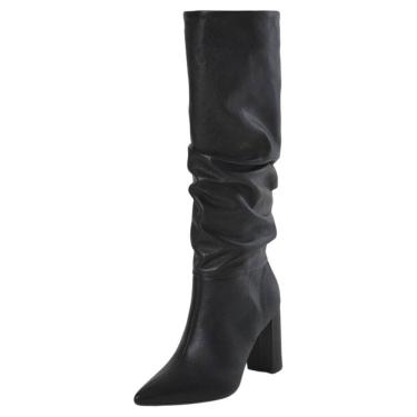 Imagem de Bota Feminina Salto Couro Resisitente Confortavel Via Marte