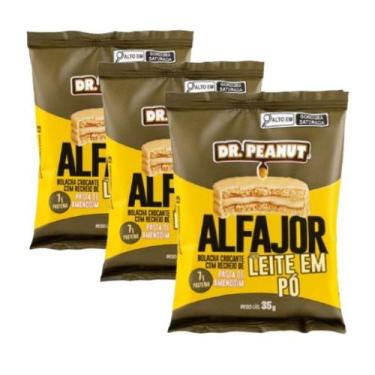 Imagem de Kit 3 Alfajor com Recheio Pasta de Amendoim Dr Peanut Whey Protein Zer