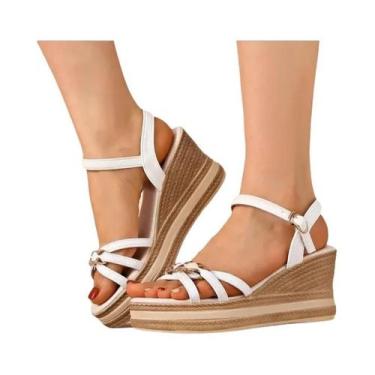 Imagem de Sandálias Femininas De Verão Com Salto Alto Plataforma Anabela, Estilo