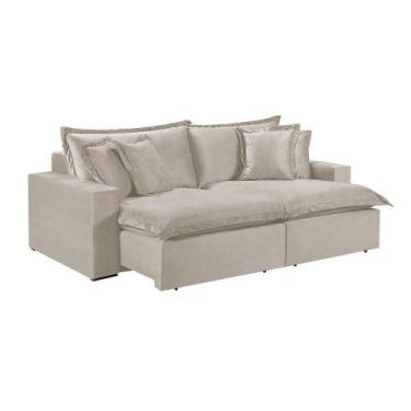 Imagem de Sofá 3 Lugares Retrátil Encosto Fixo M-145 Veludo Martins Creme - MART