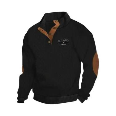 Imagem de Moletom Masculino Quente E Macio, Amigo Da Pele, Estilo Henry, Padrão 