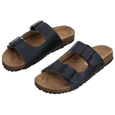 Imagem de Sandalia Papete em Couro Confortavel Ajuste de Fivela Solado PVC Dia a
