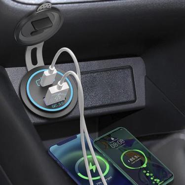 Imagem de Carregador Veicular Tomada USB Turbo Dupla Carro Moto Ônibus 2 Saídas 