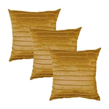 Imagem de Kit 3 Capas para Almofada Drapeada Line em Veludo Quadrada - Díspar De