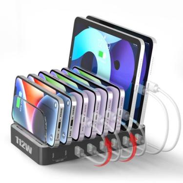 Imagem de Base de carregamento USB Unitek de 8 portas 2x 20W USB-C 6x USB-A pret