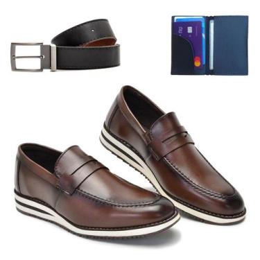 Imagem de Sapato Social Casual Masculino Mocassim Super Leve e Macio + Carteira 