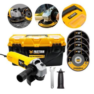 Imagem de Kit Esmerilhadeira Lixadeira Angular 820W 11000 Rpm com acessórios Fas