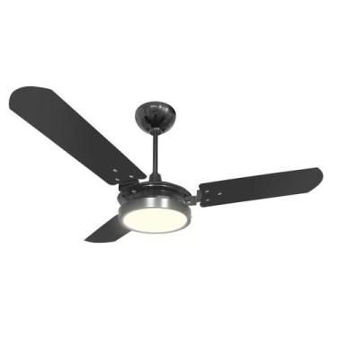 Imagem de Ventilador de Teto Valen com Led 18W Branco Quente Ventex Preto/Preto 