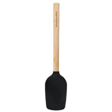 Imagem de Espátula Colher de Bambu Silicone Preta Cozinha KitchenAid
