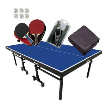 Imagem de MESA PING PONG MDF 25mm 1008 KLOPF + 2 Kits c/ Estojo + Rede 5034 + Capa Fechada