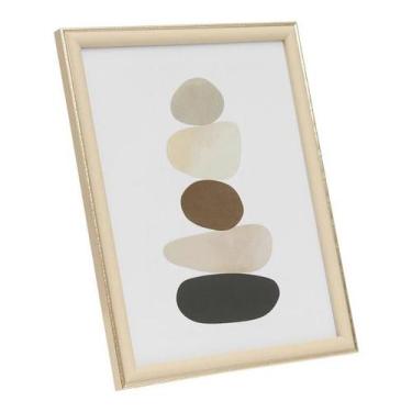 Imagem de Porta Retrato Decorativo Bege 20x25cm Em Poliestireno E Vidro - Casa H