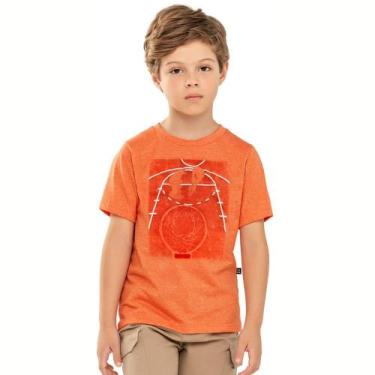 Imagem de Camiseta Menino Angerô Algodão Estampa Basquete Laranja, 4, Igual da f