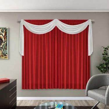 Imagem de Cortina Quarto E Sala 2,00 X 1,80 Vermelho Lais Com Bando - Adomes