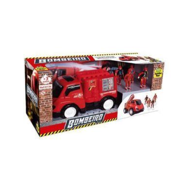 Imagem de Brinquedo Carrinho Base Móvel de Bombeiro Com 2 Soldados - Samba Toys