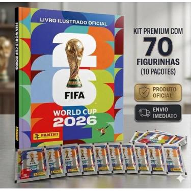 Imagem de Kit Álbum Capa Dura e 70 figurinhas (10 envelopes)  Copa do Mundo 2026