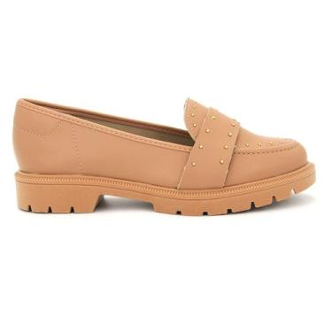 Imagem de Sapato Beira Rio 4283.125 Mocassim Salto Tratorado Feminino, 36, Nude