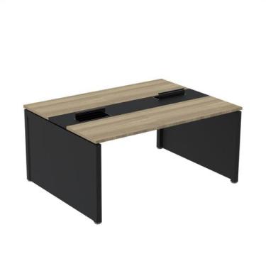 Imagem de Estação de Trabalho Mesa Plataforma Escritório Dupla para 2 Pessoas co