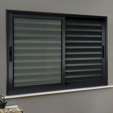Imagem de Veneziana Elite 3 Folhas Moveis 120 x 150 Vidro Liso Preto Brimak