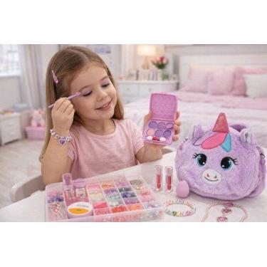 Imagem de Kit Maquiagem com Bolsa Personagem Unicórnio Sombra Esponja Bolso - UN
