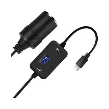 Imagem de Adaptador De Voltagem Ajustável Tipo-C Para Acendedor De Cigarros 5V 1