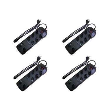 Imagem de Kit C/4 - Filtro Linha Qualitronix 8 Tom.Bivolt Preto