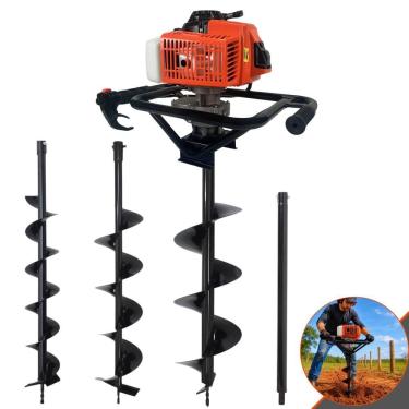 Imagem de Kit Perfurador de Solo DPS623P 62cc com 3 Brocas 80x10cm 80x15cm 80x20cm e Extensão 60cm Laranja