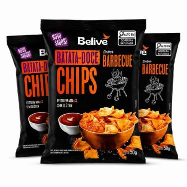 Imagem de Kit 3 Batata Doce Chips Barbecue s/ Glúten BELIVE 50g