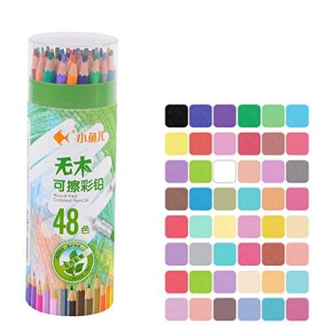 Imagem de 48 lápis de cor à base de óleo, pincéis de desenho e pintura