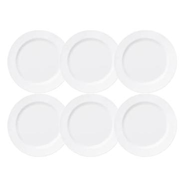 Imagem de Jogo 6 Pratos Rasos Capri 25cm Porcelana Branca Germer
