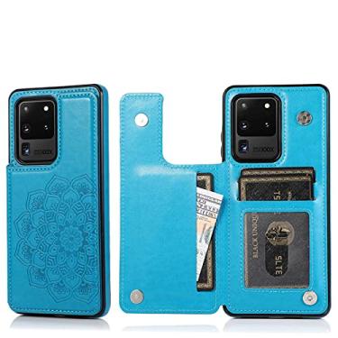 Imagem de Carteira da moda capa traseira de couro capa de telefone para Samsung Galaxy S21 Ultra S20 FE S10 S9 S8 Plus S7 Edge Note 20 10 9 8, Azul, Para Samsung S9