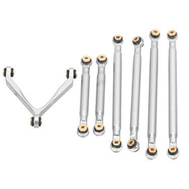 Imagem de Kit de tirante de haste de tração para carro 1/24 rc, liga de alumínio de ligação de suspensão requintada e estável de carro 1/24 rc para carro modelo para carros 1/24 rc(Prata)