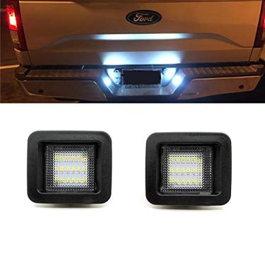 Imagem de Xinctai 2 peças de lâmpada LED para placa de licença para Ford F150 2015 2016 2017 2018 Ford F150, 2017 - acima, lentes transparentes, luzes LED super brancas 6000K
