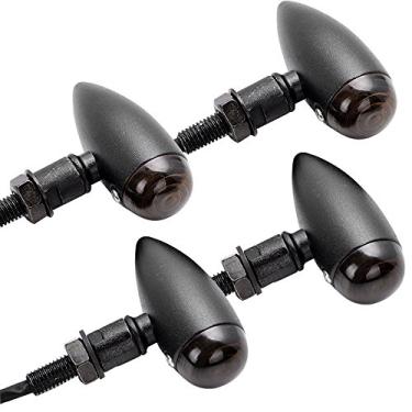 Imagem de TASWK 4x Lentes de alumínio fumê âmbar seta indicador de luz para Sportster Dyna Glide personalizado Bobber Chopper Cruiser