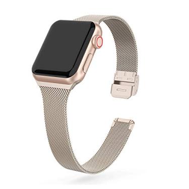 Imagem de Pulseira Aço Milanês Fina, compatível com Apple Watch (42/44/45, Estelar)